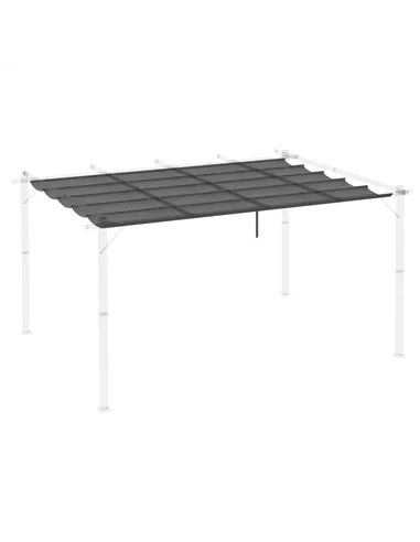 Outsunny Retractable Pergola Shade Cover, Replacement Canopy for 4 x 3 (m) Pergola, Retractable Roof, Dark Grey