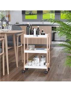 HOMCOM 3-Tier Mobile Kitchen Trolley Cart Storage Shelves Rack Rolling Wheels White 46 x 35 x 74.5 cm 2
