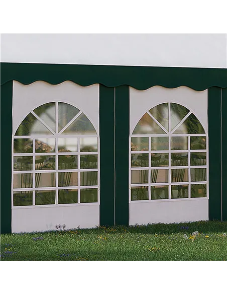 Outsunny 8 x 4m Garden Gazebo with Sides, Galvanised Marquee Party Tent with Eight Windows and Double Doors, for Parties, Weddin