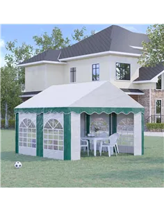 Outsunny 4 x 4m Garden Gazebo with Sides, Galvanised Marquee Party Tent with Four Windows and Double Doors, for Parties, Wedding 2