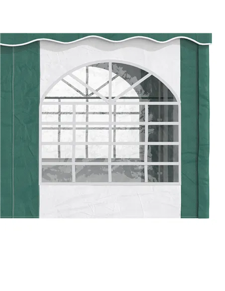 Outsunny 4 x 4m Garden Gazebo with Sides, Galvanised Marquee Party Tent with Four Windows and Double Doors, for Parties, Wedding