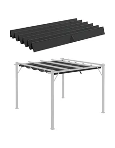 Outsunny Retractable Pergola Shade Cover, Replacement Canopy Fabric for 3 x 3 (m) Pergola, Gazebo Retractable Roof, Dark Grey