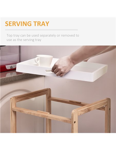 HOMCOM 3-Tier Mobile Kitchen Trolley Cart Storage Shelves Rack Rolling Wheels White 46 x 35 x 74.5 cm