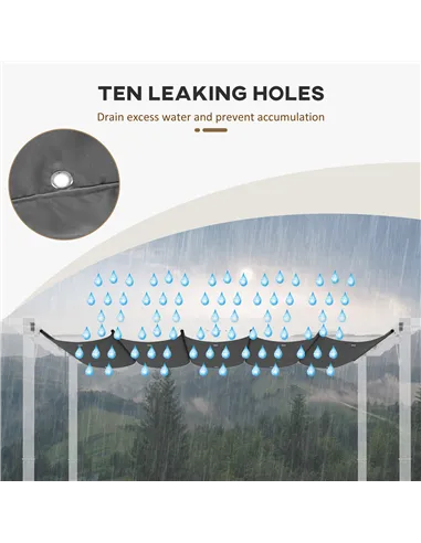 Outsunny Retractable Pergola Shade Cover, Replacement Canopy Fabric for 3 x 3 (m) Pergola, Gazebo Retractable Roof, Dark Grey