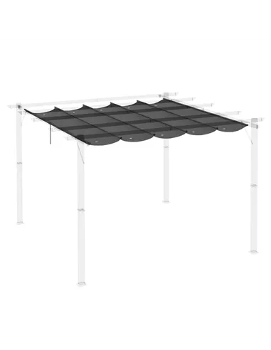 Outsunny Retractable Pergola Shade Cover, Replacement Canopy Fabric for 3 x 3 (m) Pergola, Gazebo Retractable Roof, Dark Grey
