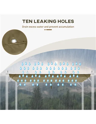 Outsunny Retractable Pergola Shade Cover, Replacement Canopy Fabric for 3 x 3 (m) Pergola, Gazebo Retractable Roof, Tan