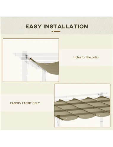 Outsunny Retractable Pergola Shade Cover, Replacement Canopy Fabric for 3 x 3 (m) Pergola, Gazebo Retractable Roof, Tan