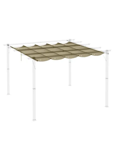 Outsunny Retractable Pergola Shade Cover, Replacement Canopy Fabric for 3 x 3 (m) Pergola, Gazebo Retractable Roof, Tan