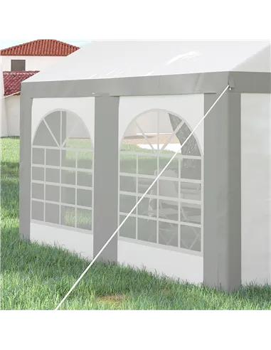 Outsunny 4 x 4m Galvanised Party Tent, Marquee Gazebo with Sides, Four Windows and Double Doors, for Parties, Wedding and Events