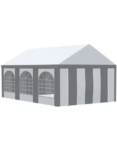 Outsunny 6 x 4m Galvanised Party Tent, Marquee Gazebo with Sides, Six Windows and Double Doors, for Parties, Wedding and Events