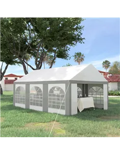 Outsunny 6 x 4m Galvanised Party Tent, Marquee Gazebo with Sides, Six Windows and Double Doors, for Parties, Wedding and Events 2