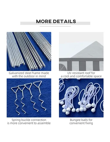 Outsunny 6 x 4m Galvanised Party Tent, Marquee Gazebo with Sides, Six Windows and Double Doors, for Parties, Wedding and Events