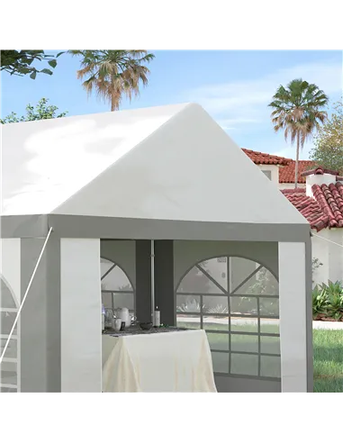 Outsunny 6 x 4m Galvanised Party Tent, Marquee Gazebo with Sides, Six Windows and Double Doors, for Parties, Wedding and Events