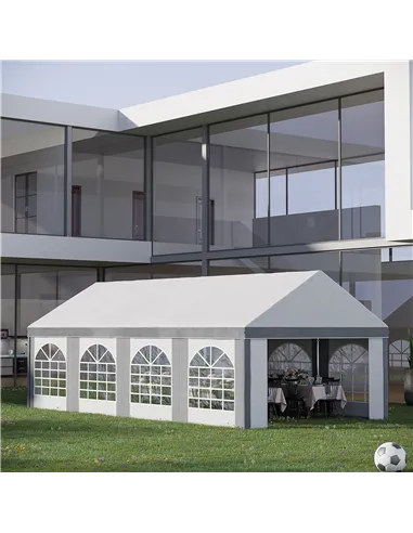 Outsunny 8 x 4m Galvanised Party Tent, Marquee Gazebo with Sides, Eight Windows and Double Doors, for Parties, Wedding and Event