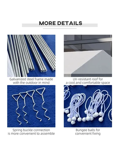 Outsunny 8 x 4m Galvanised Party Tent, Marquee Gazebo with Sides, Eight Windows and Double Doors, for Parties, Wedding and Event