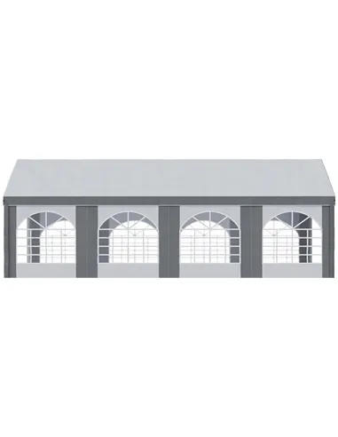 Outsunny 8 x 4m Galvanised Party Tent, Marquee Gazebo with Sides, Eight Windows and Double Doors, for Parties, Wedding and Event