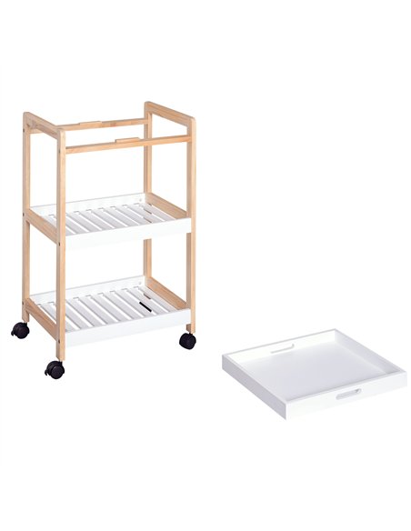 HOMCOM 3-Tier Mobile Kitchen Trolley Cart Storage Shelves Rack Rolling Wheels White 46 x 35 x 74.5 cm