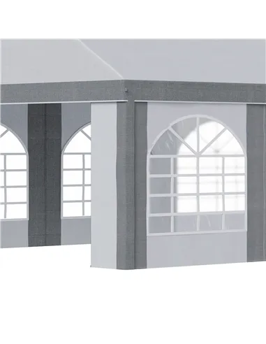 Outsunny 8 x 4m Galvanised Party Tent, Marquee Gazebo with Sides, Eight Windows and Double Doors, for Parties, Wedding and Event