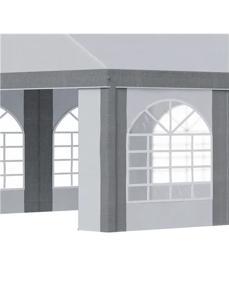 Outsunny 8 x 4m Galvanised Party Tent, Marquee Gazebo with Sides, Eight Windows and Double Doors, for Parties, Wedding and Event