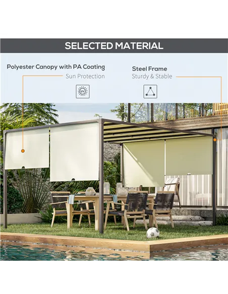 Outsunny 3 x 4m Outdoor Garden Pergola - Cream White