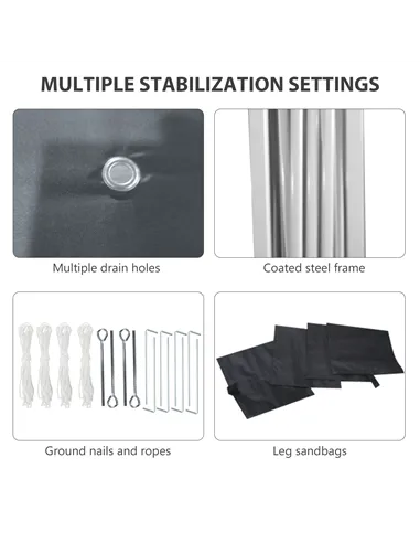 Outsunny 3 x 3 (M) Pop Up Gazebo, UPF 30+ with 2 Sidewalls, Leg Weight Bags and Wheeled Bag, Height Adjustable Party Tent Event 
