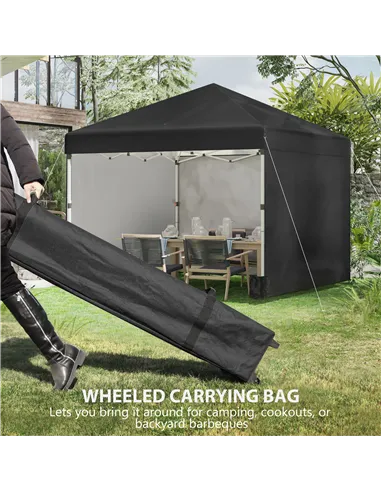 Outsunny 3 x 3 (M) Pop Up Gazebo Event Shelter, Height Adjustable Party Tent with 3 Sidewalls, Weight Bags and Wheeled Bag