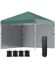 Outsunny 3 x 3 (M) Pop Up Gazebo, UPF 30+ with 2 Sidewalls, Leg Weight Bags and Wheeled Bag, Height Adjustable Party Tent Event 