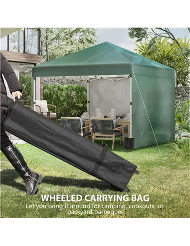 Outsunny 3 x 3 (M) Pop Up Gazebo, UPF 30+ with 2 Sidewalls, Leg Weight Bags and Wheeled Bag, Height Adjustable Party Tent Event 