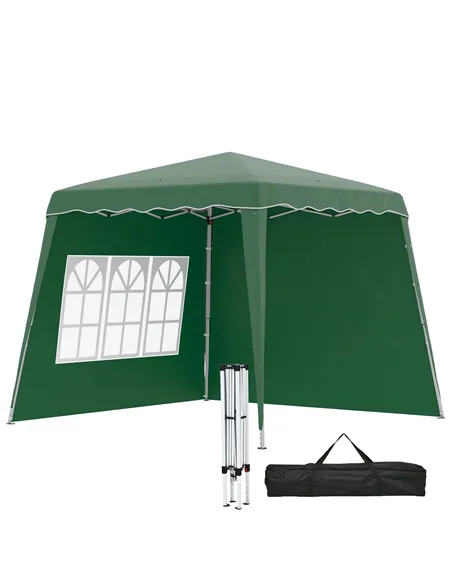 Outsunny 2.4 x 2.4m Two Wall Pop Up Gazebo - Green