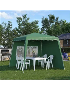 Outsunny 2.4 x 2.4m Two Wall Pop Up Gazebo - Green 2