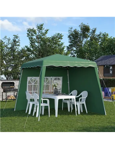 Outsunny 2.4 x 2.4m Two Wall Pop Up Gazebo - Green
