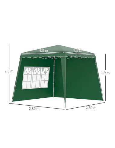 Outsunny 2.4 x 2.4m Two Wall Pop Up Gazebo - Green