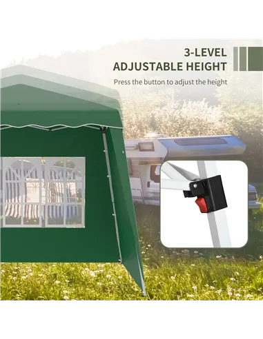 Outsunny 2.4 x 2.4m Two Wall Pop Up Gazebo - Green
