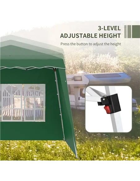 Outsunny 2.4 x 2.4m Two Wall Pop Up Gazebo - Green