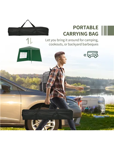 Outsunny 2.4 x 2.4m Two Wall Pop Up Gazebo - Green