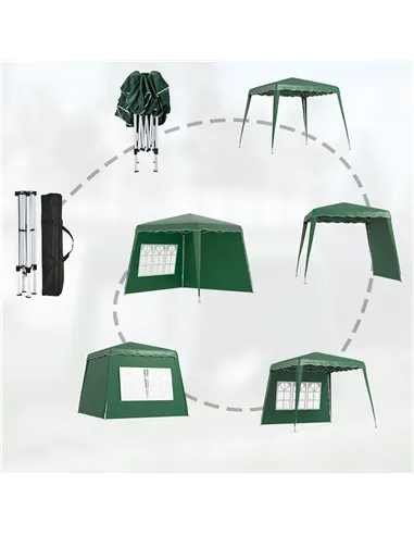 Outsunny 2.4 x 2.4m Two Wall Pop Up Gazebo - Green