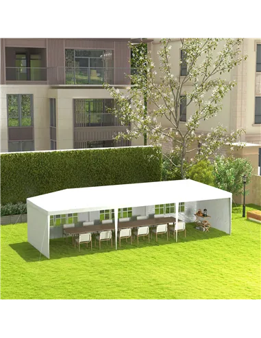 Outsunny Garden Gazebo Marquee Party Wedding Tent Canopy (9m x 3m) - White