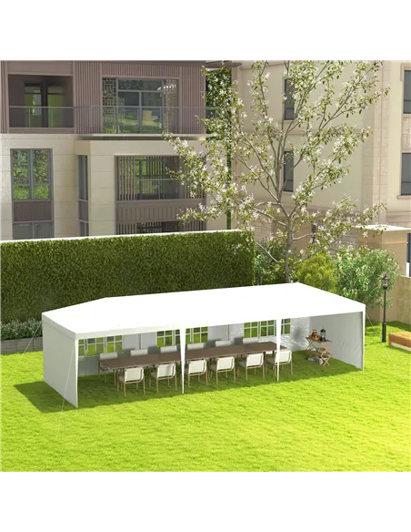 Outsunny Garden Gazebo Marquee Party Wedding Tent Canopy (9m x 3m) - White