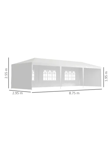Outsunny Garden Gazebo Marquee Party Wedding Tent Canopy (9m x 3m) - White