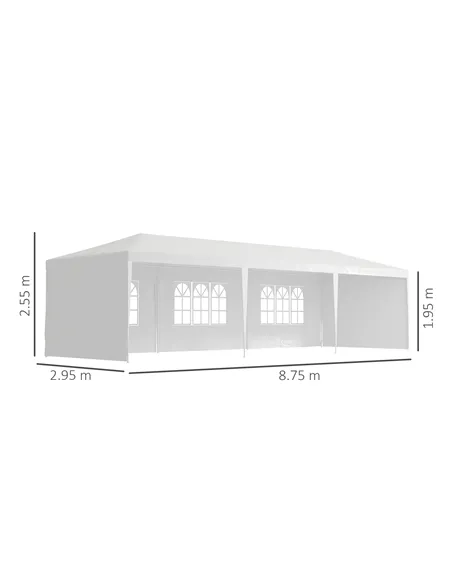 Outsunny Garden Gazebo Marquee Party Wedding Tent Canopy (9m x 3m) - White