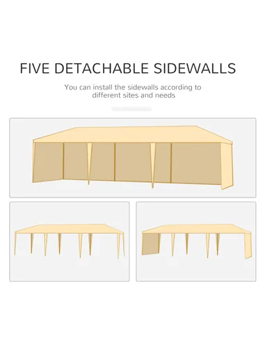 Outsunny Garden Gazebo Marquee Party Wedding Tent Canopy (9m x 3m) - White