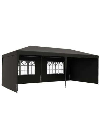 Outsunny 2.95 x 5.83 m Semi-Open Gazebo - Dark Grey