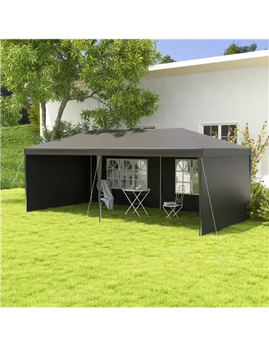 Outsunny 2.95 x 5.83 m Semi-Open Gazebo - Dark Grey