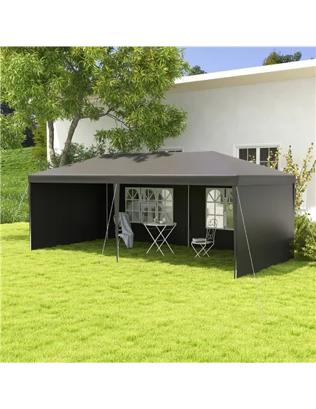 Outsunny 2.95 x 5.83 m Semi-Open Gazebo - Dark Grey