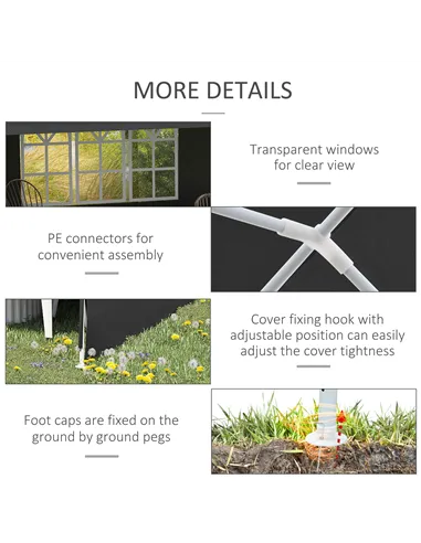 Outsunny 2.95 x 5.83 m Semi-Open Gazebo - Dark Grey