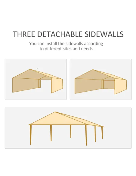 Outsunny 2.95 x 5.83 m Semi-Open Gazebo - Dark Grey