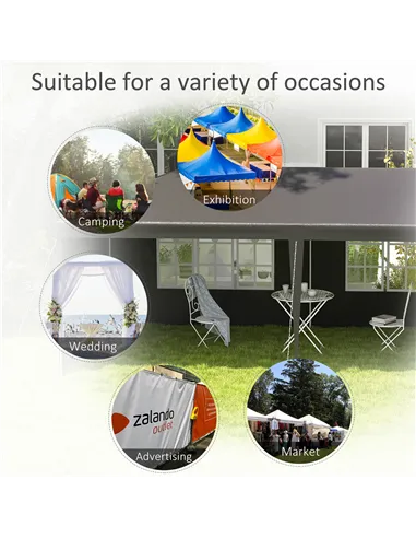 Outsunny 2.95 x 5.83 m Semi-Open Gazebo - Dark Grey