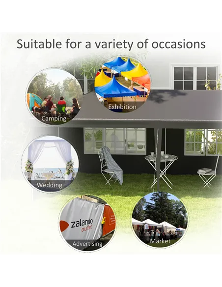 Outsunny 2.95 x 5.83 m Semi-Open Gazebo - Dark Grey