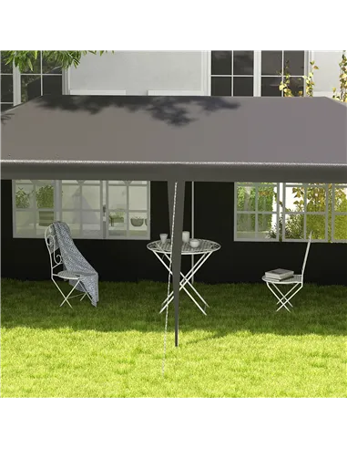 Outsunny 2.95 x 5.83 m Semi-Open Gazebo - Dark Grey