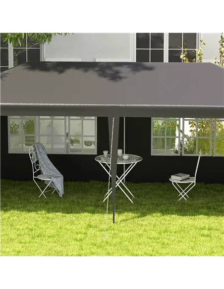 Outsunny 2.95 x 5.83 m Semi-Open Gazebo - Dark Grey
